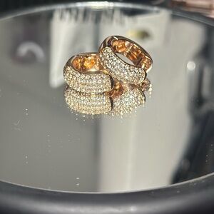 Elegant Gold Hoop Earrings with studded diamonds!